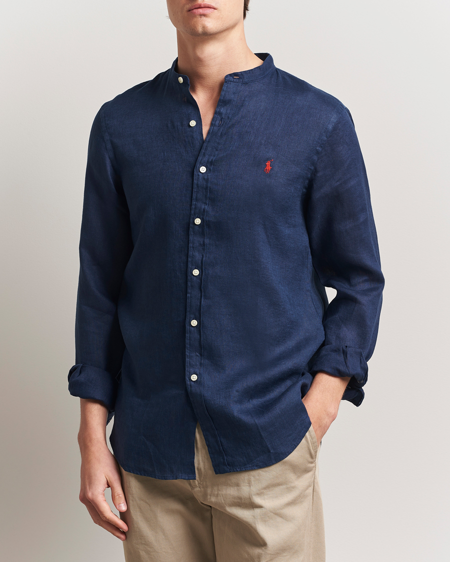 Herre | Skjorter | Polo Ralph Lauren | Slim Fit Linen Shirt Newport Navy