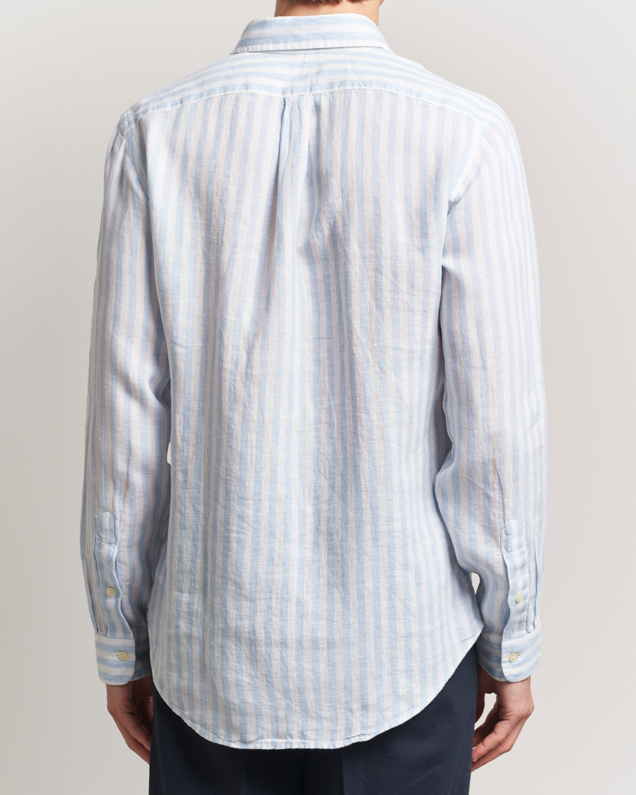 Herre | Skjorter | Polo Ralph Lauren | Custom Fit Striped Linen Shirt Office Blue/White