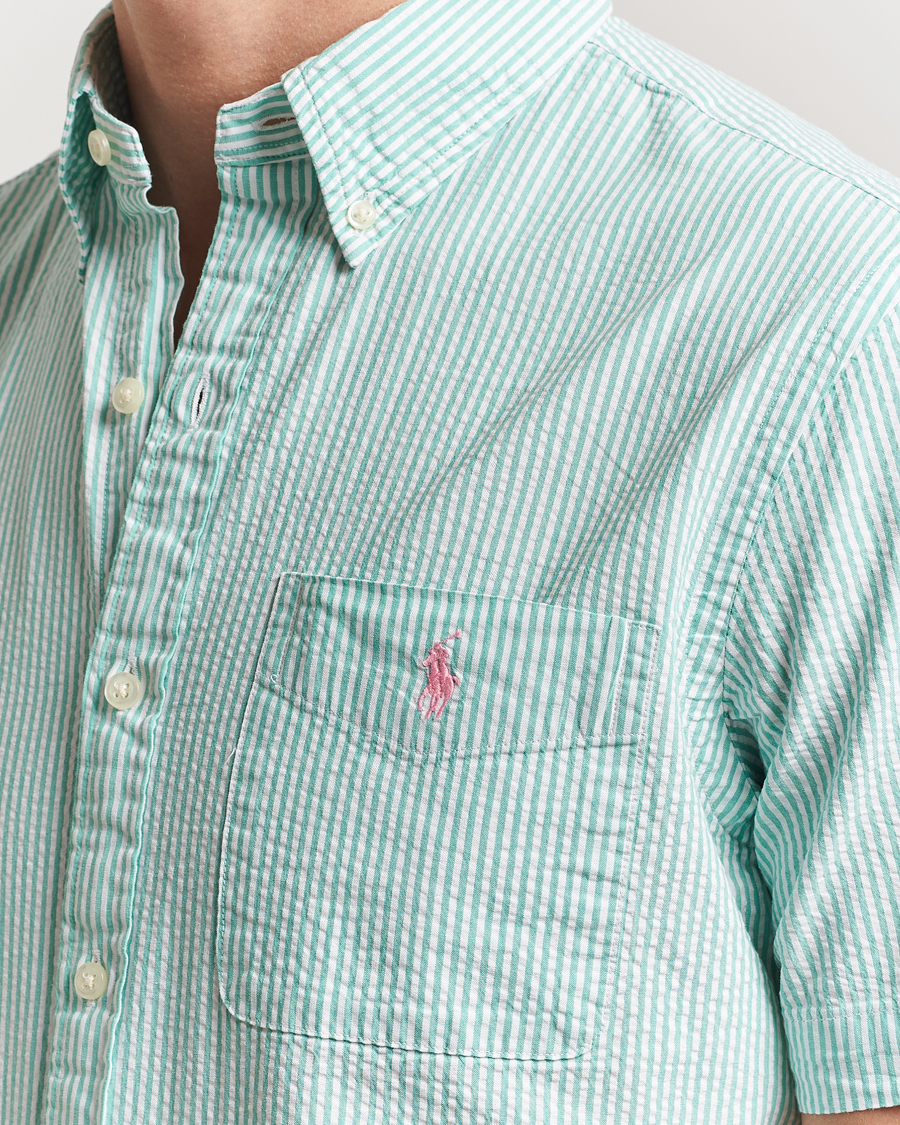 Herre | Skjorter | Polo Ralph Lauren | Seersucker Short Sleeve Striped Shirt Green/White