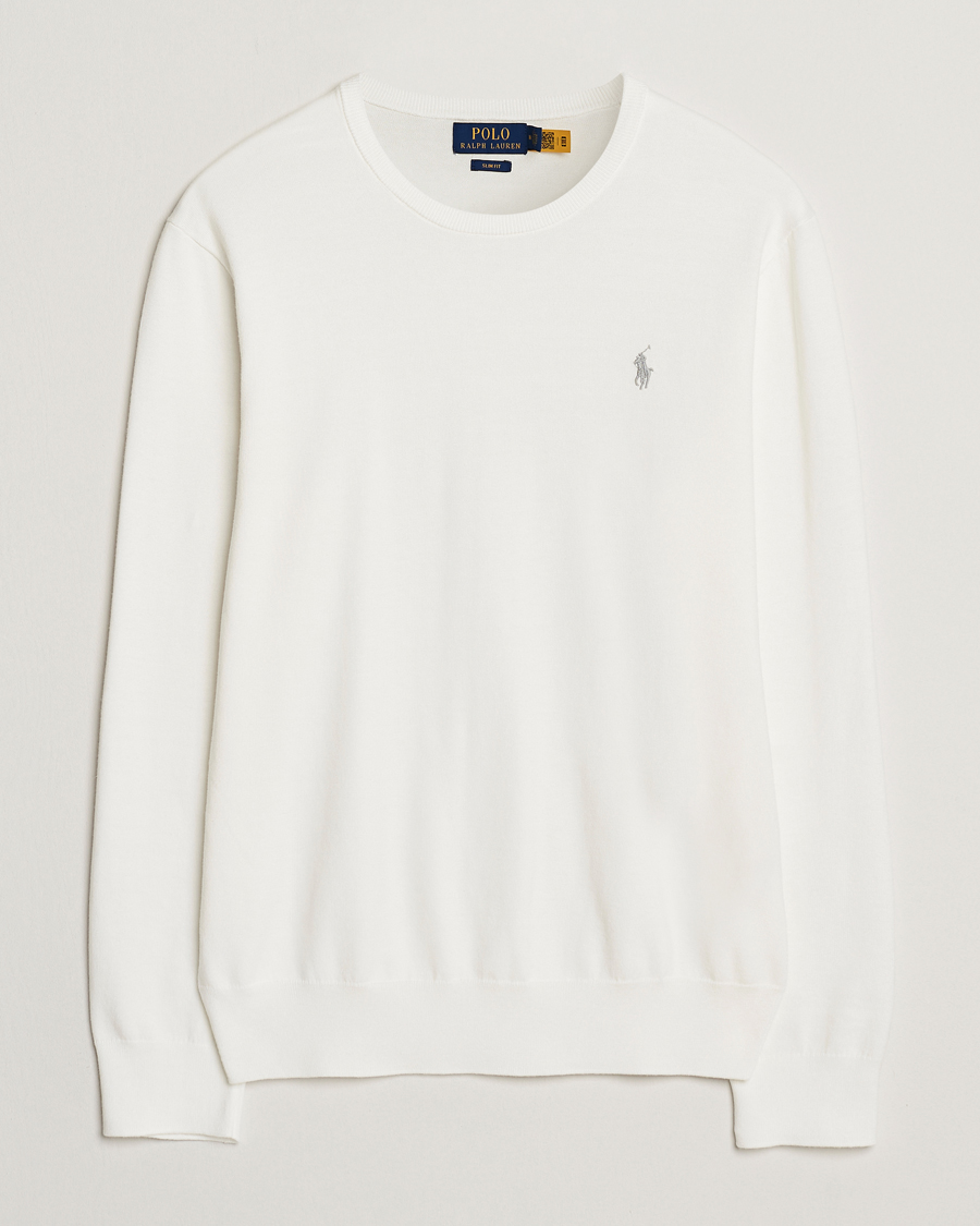 Herre | Gensere | Polo Ralph Lauren | Cotton Crew Neck Sweater Deckwash White