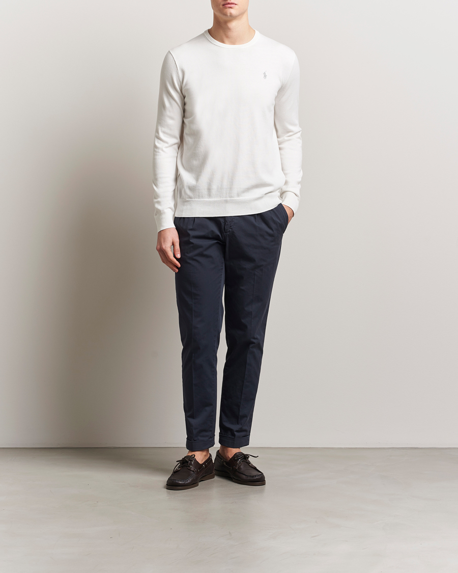 Herre | Gensere | Polo Ralph Lauren | Cotton Crew Neck Sweater Deckwash White