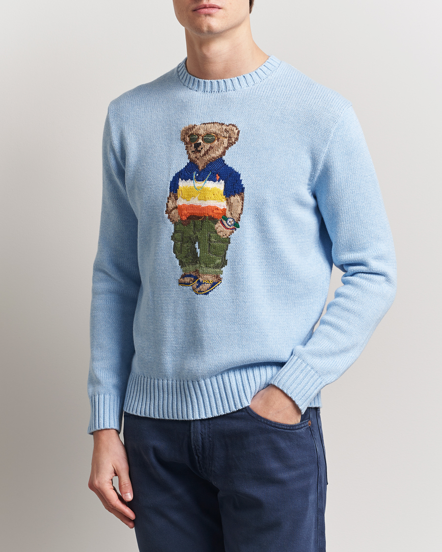 Herre | Gensere | Polo Ralph Lauren | Cotton Knitted Bear Sweatshirt Ocean Pearl Blue