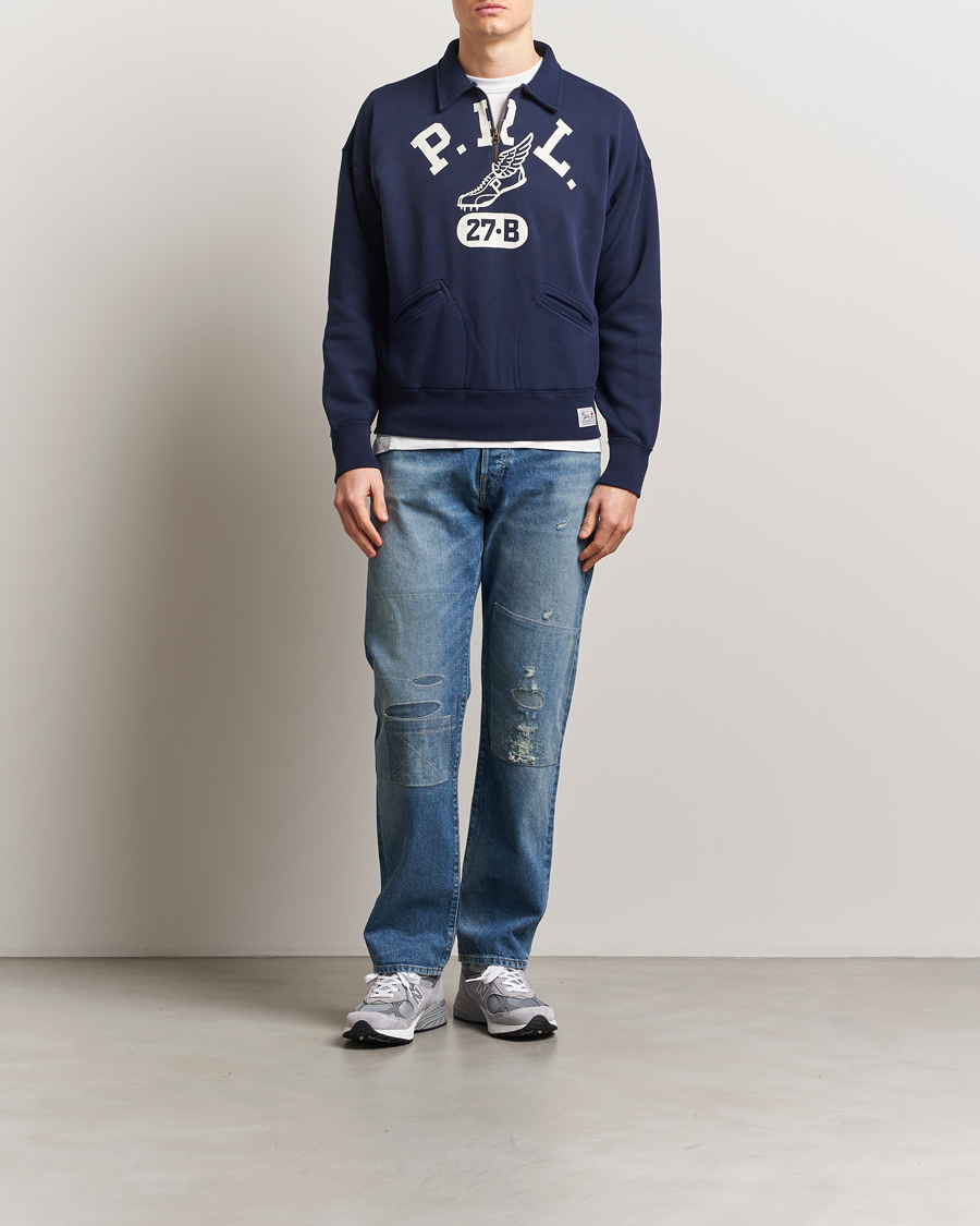 Herre | Gensere | Polo Ralph Lauren | Printed Fleece Half Zip Sweater Cruise Navy