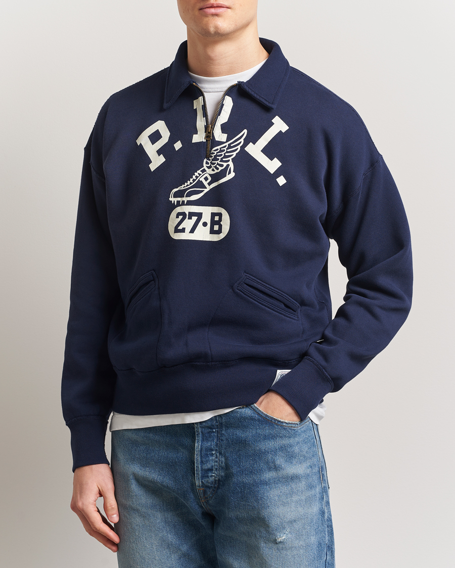 Herre | Gensere | Polo Ralph Lauren | Printed Fleece Half Zip Sweater Cruise Navy