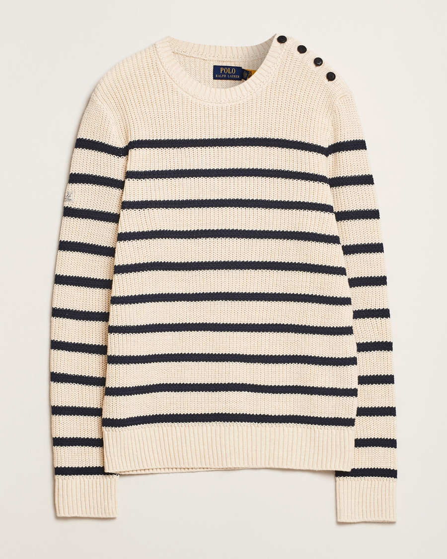 Herre | Gensere | Polo Ralph Lauren | Cotton/Linen Striped Sweater Cream/Navy