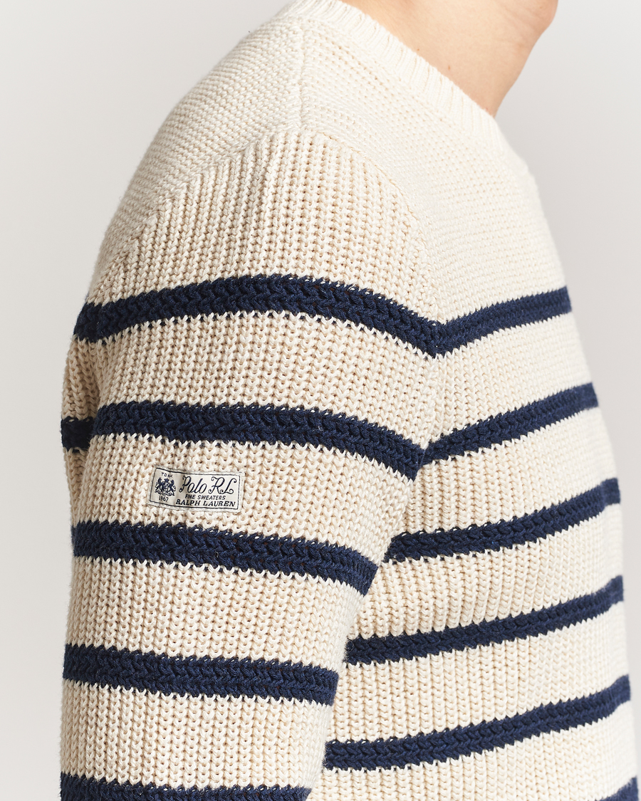 Herre | Gensere | Polo Ralph Lauren | Cotton/Linen Striped Sweater Cream/Navy