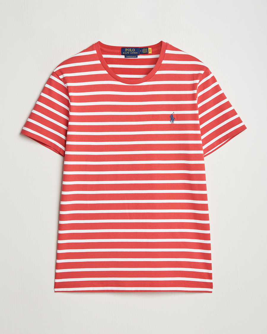 Herre | T-Shirts | Polo Ralph Lauren | Custom Slim Fit Striped T-Shirt Spring Red/White