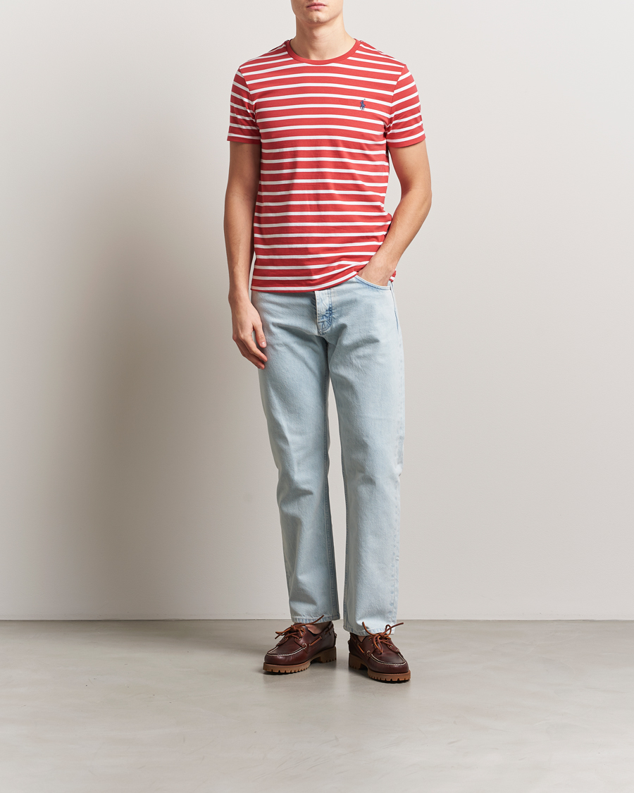 Herre | T-Shirts | Polo Ralph Lauren | Custom Slim Fit Striped T-Shirt Spring Red/White