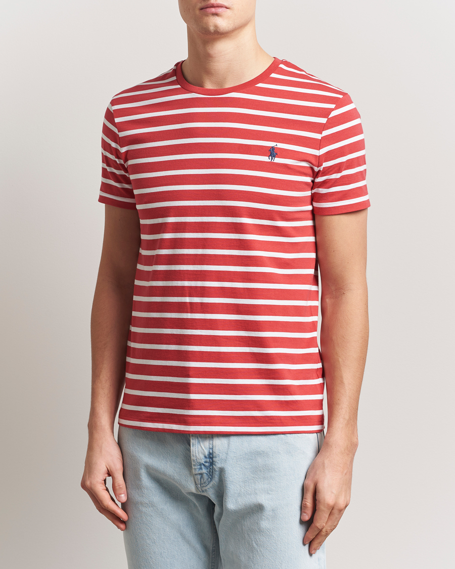 Herre | T-Shirts | Polo Ralph Lauren | Custom Slim Fit Striped T-Shirt Spring Red/White