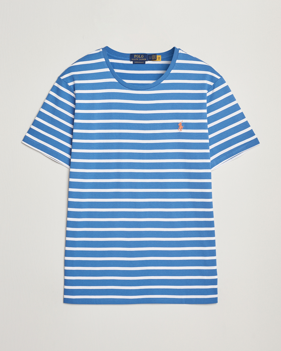 Herre | T-Shirts | Polo Ralph Lauren | Custom Slim Fit Striped T-Shirt Embayment Blue/White