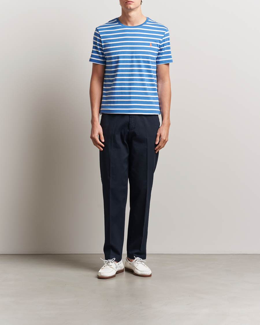 Herre | T-Shirts | Polo Ralph Lauren | Custom Slim Fit Striped T-Shirt Embayment Blue/White