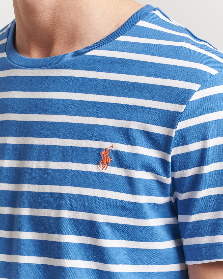 Herre | T-Shirts | Polo Ralph Lauren | Custom Slim Fit Striped T-Shirt Embayment Blue/White