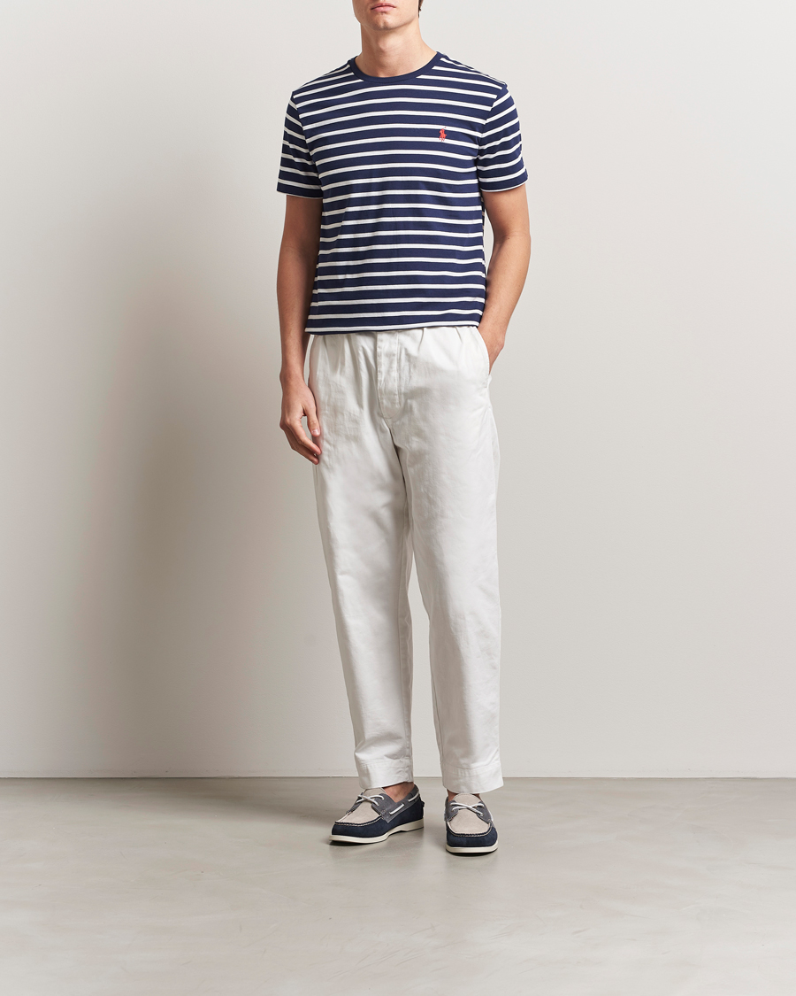 Herre | T-Shirts | Polo Ralph Lauren | Custom Slim Fit Striped T-Shirt Newport Navy/White