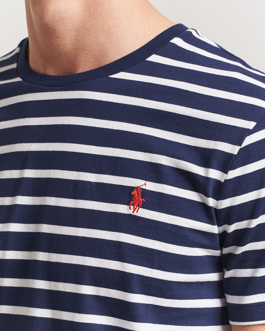 Herre | T-Shirts | Polo Ralph Lauren | Custom Slim Fit Striped T-Shirt Newport Navy/White