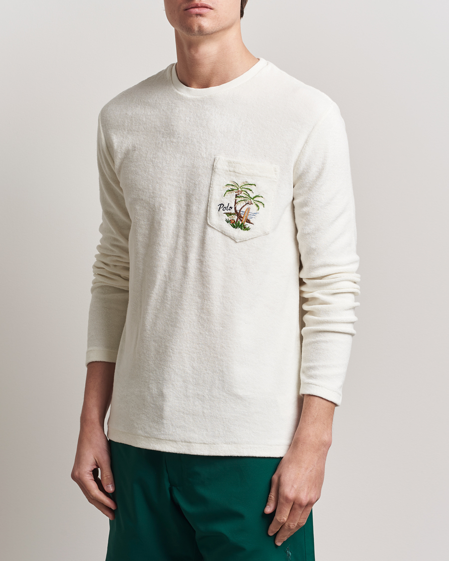 Herre | T-Shirts | Polo Ralph Lauren | Cotton Terry Printed Long Sleeve T-Shirt Nevis