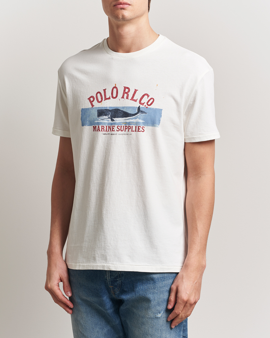 Herre | T-Shirts | Polo Ralph Lauren | Printed Crew Neck T-Shirt Deckwash White