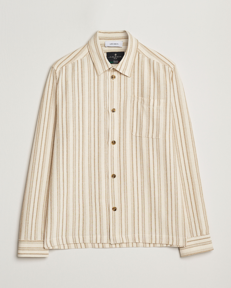 Herre | Skjorter | LES DEUX | Shane Stripe Cotton Overshirt Ivory
