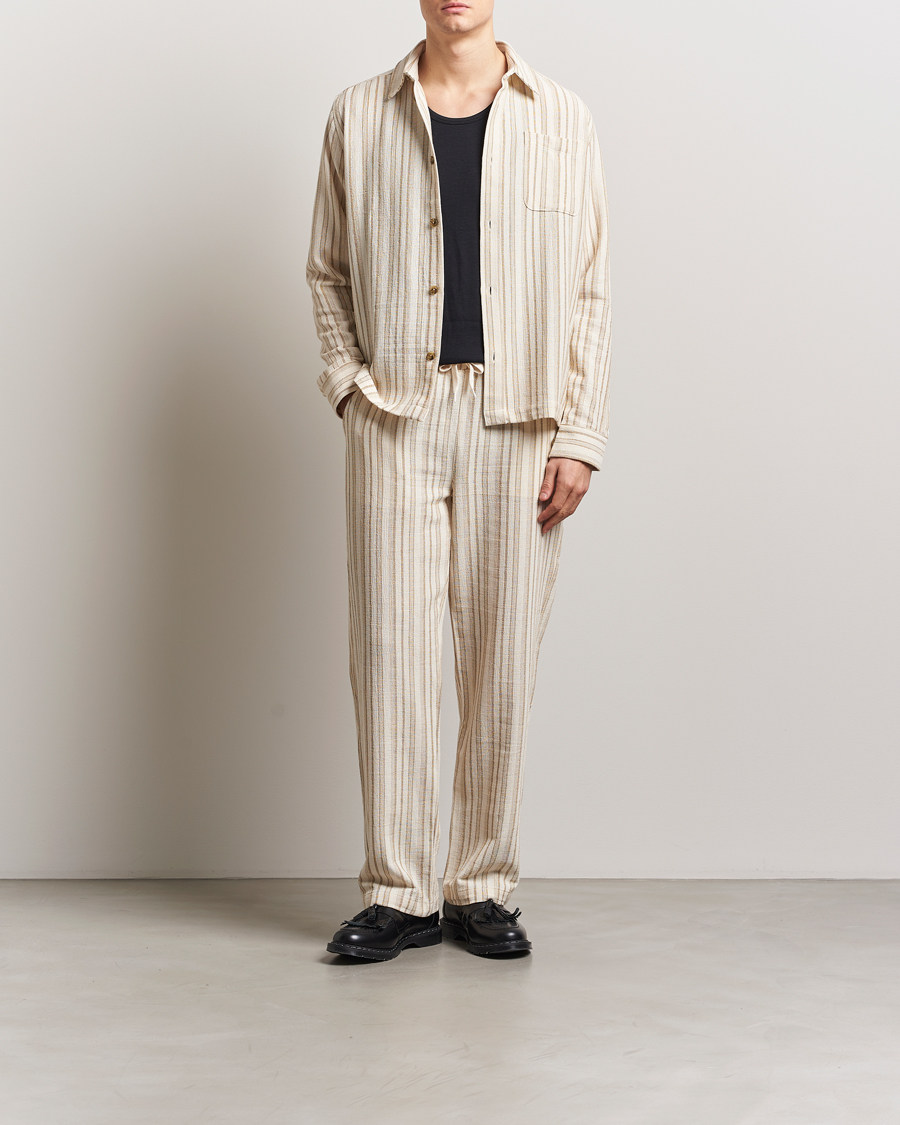 Herre | Skjorter | LES DEUX | Shane Stripe Cotton Overshirt Ivory