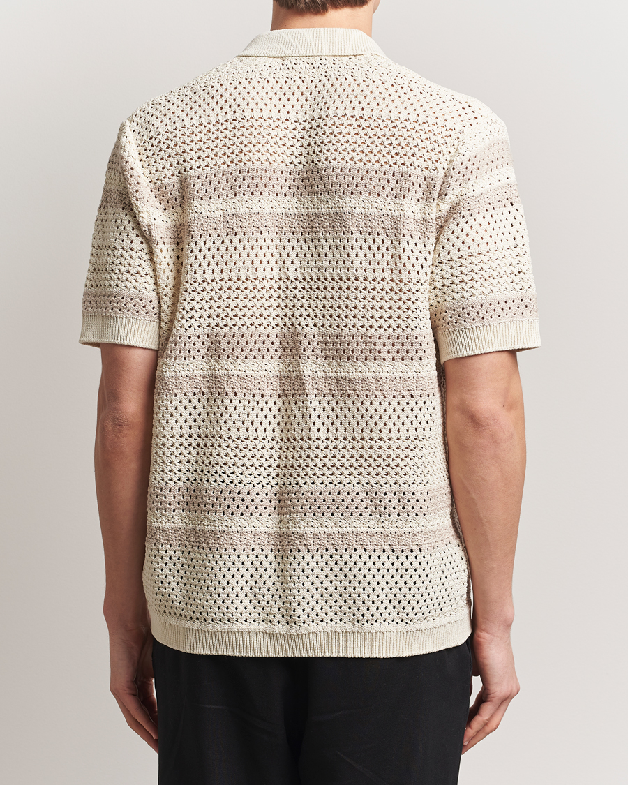 Herre | Skjorter | LES DEUX | Gianni Striped Knitted Short Sleeve Shirt Ivory