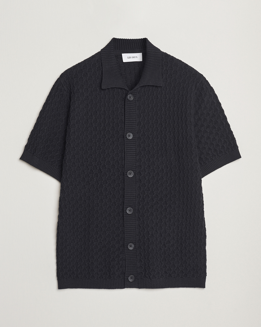 Herre | Skjorter | LES DEUX | Gespertus Knitted Short Sleeve Shirt Black