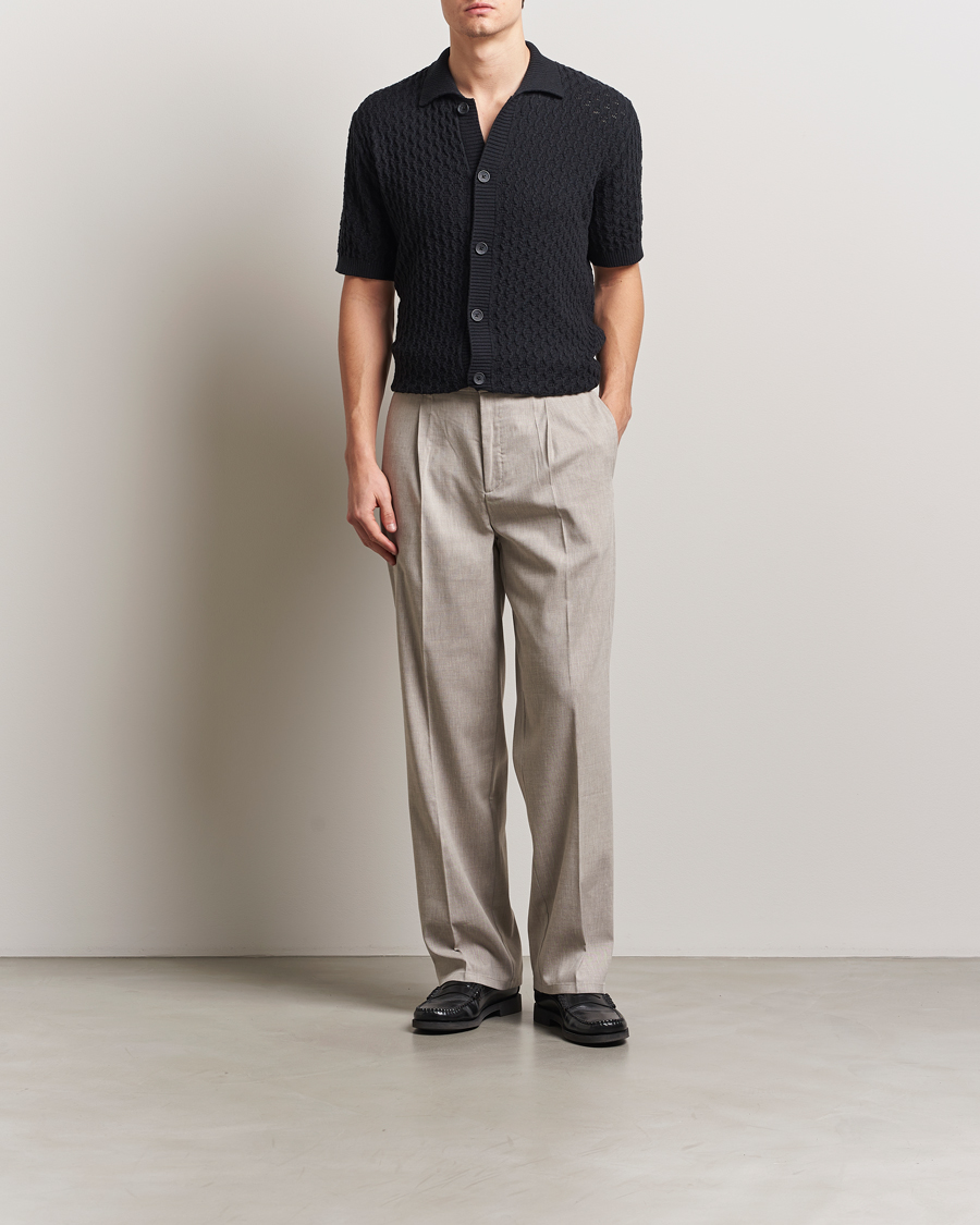 Herre | Skjorter | LES DEUX | Gespertus Knitted Short Sleeve Shirt Black