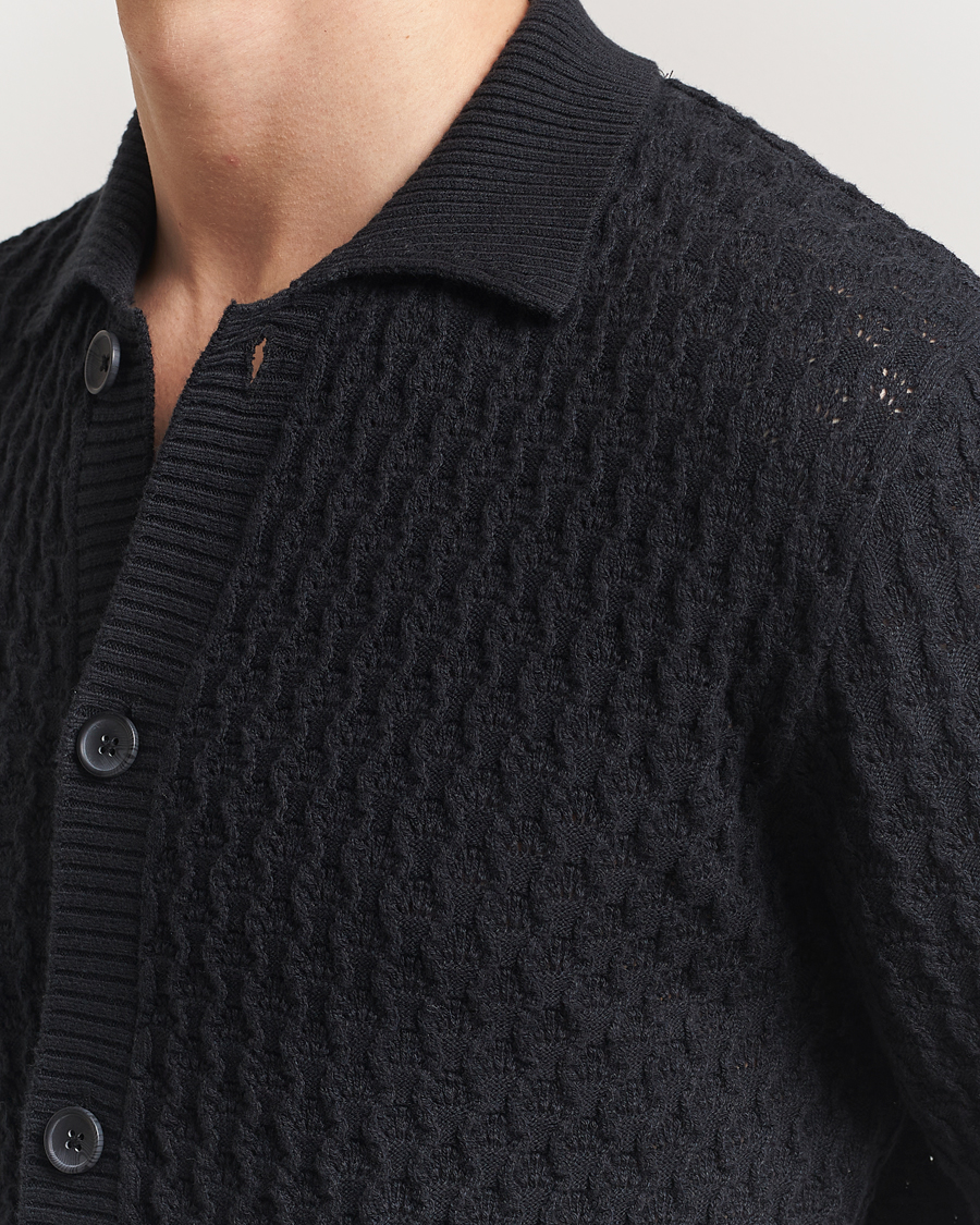 Herre | Skjorter | LES DEUX | Gespertus Knitted Short Sleeve Shirt Black
