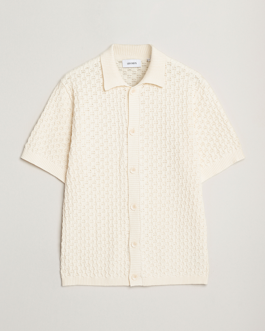 Herre | Skjorter | LES DEUX | Gespertus Knitted Short Sleeve Shirt Ivory