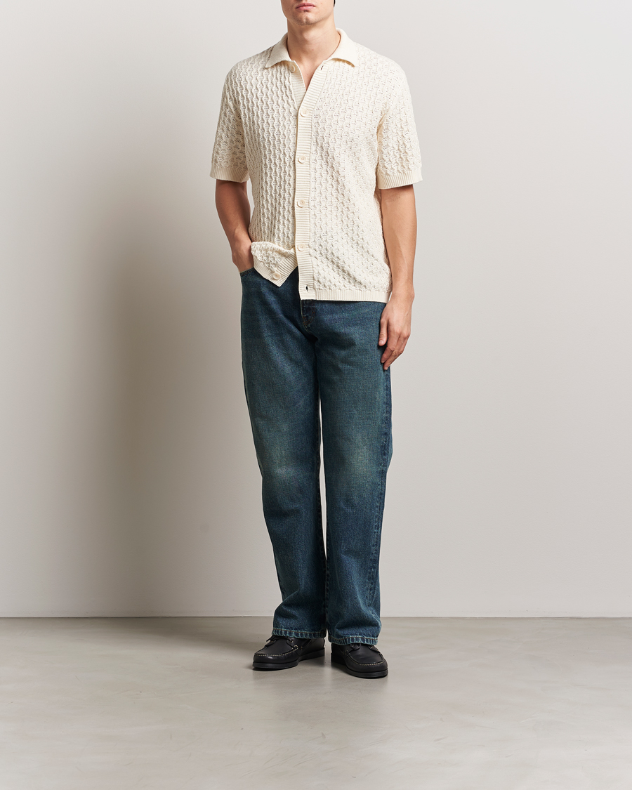 Herre | Skjorter | LES DEUX | Gespertus Knitted Short Sleeve Shirt Ivory