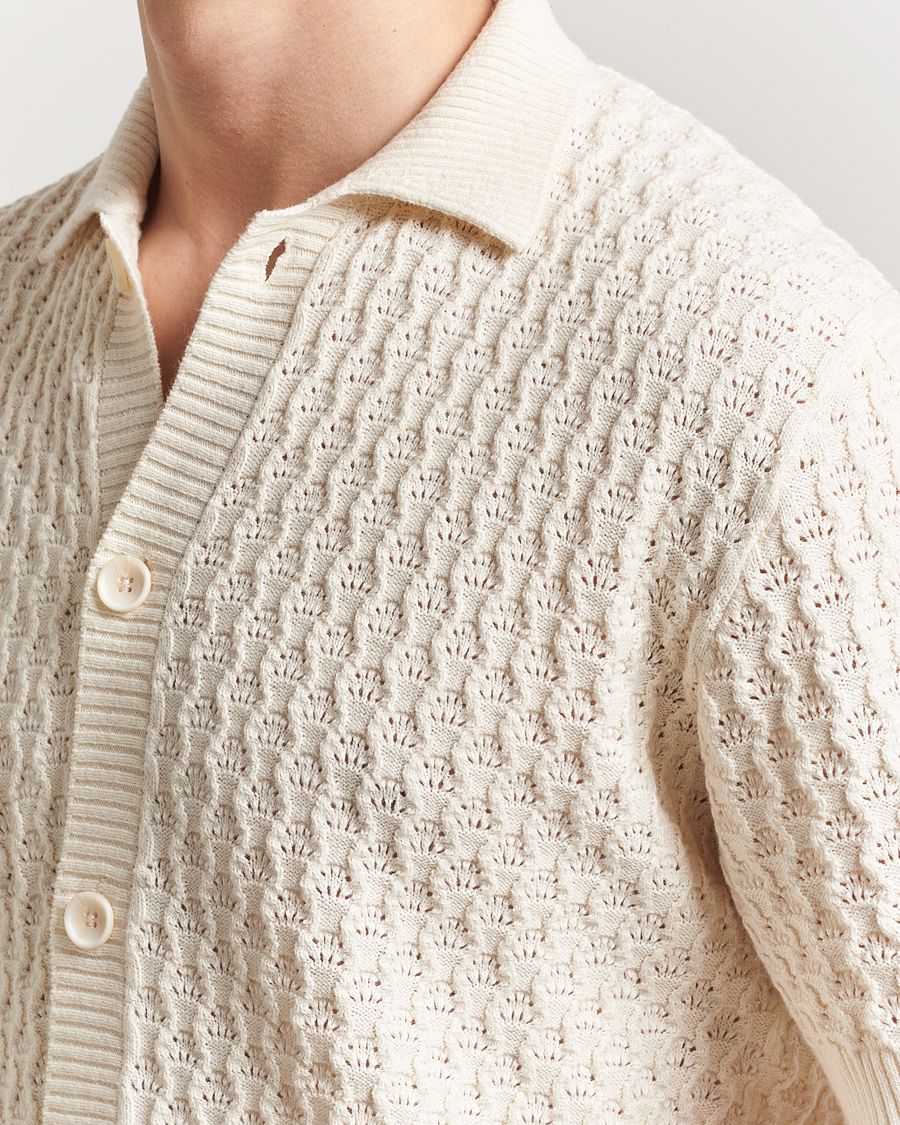 Herre | Skjorter | LES DEUX | Gespertus Knitted Short Sleeve Shirt Ivory