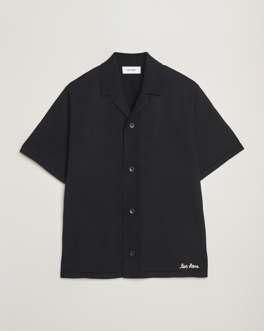 Herre | Skjorter | LES DEUX | Geoffery Short Sleeve Knitted Shirt Black