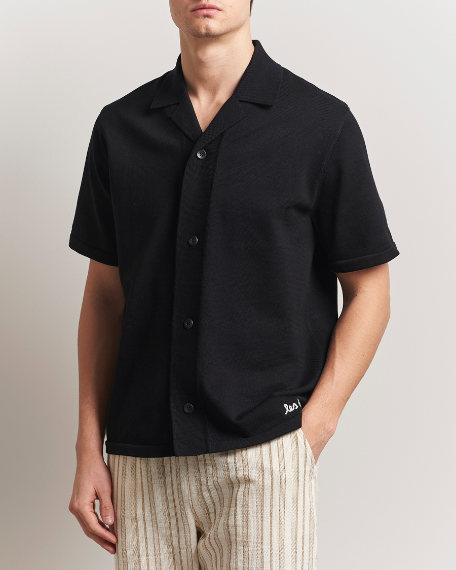 Herre | Skjorter | LES DEUX | Geoffery Short Sleeve Knitted Shirt Black