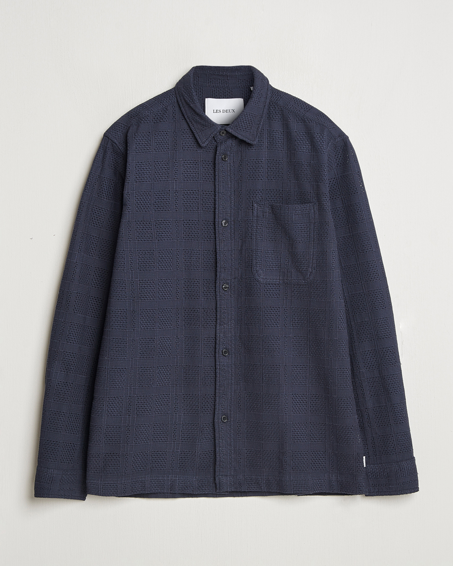 Herre | Skjorter | LES DEUX | Charlie Long Sleeve Knitted Shirt Navy