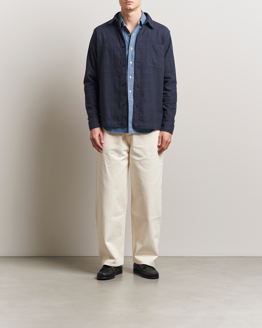 Herre | Skjorter | LES DEUX | Charlie Long Sleeve Knitted Shirt Navy