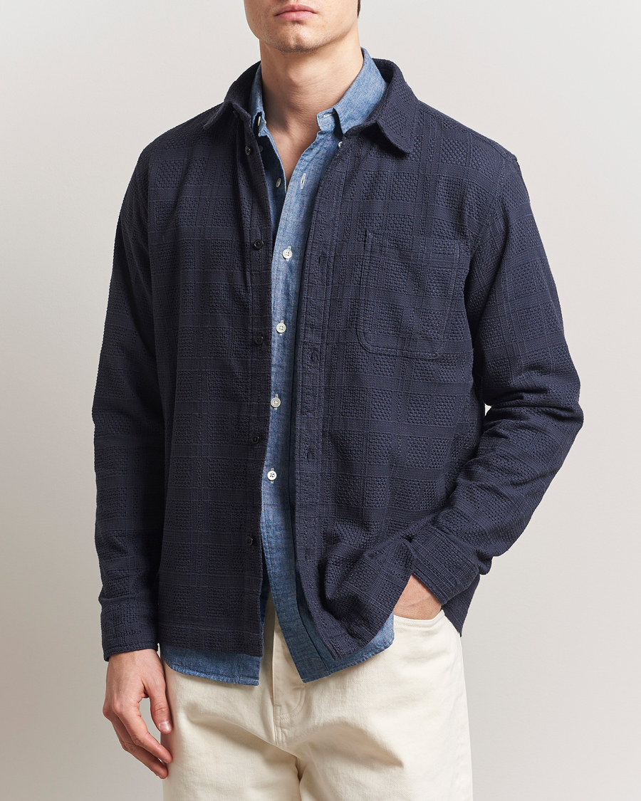 Herre | Skjorter | LES DEUX | Charlie Long Sleeve Knitted Shirt Navy