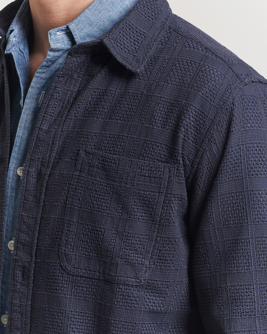 Herre | Skjorter | LES DEUX | Charlie Long Sleeve Knitted Shirt Navy