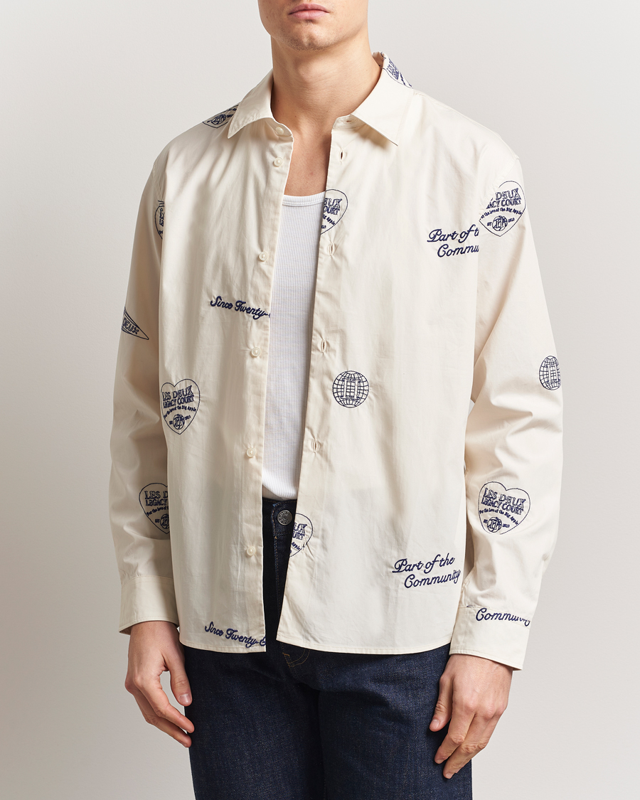 Herre | Skjorter | LES DEUX | Kalen All Over Embroidery Shirt Ivory