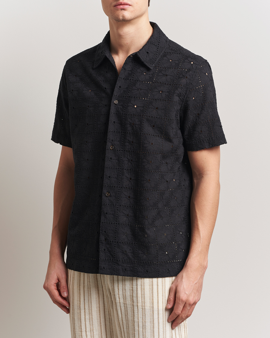 Herre | Skjorter | LES DEUX | Hector Anglaise Short Sleeve Shirt Black
