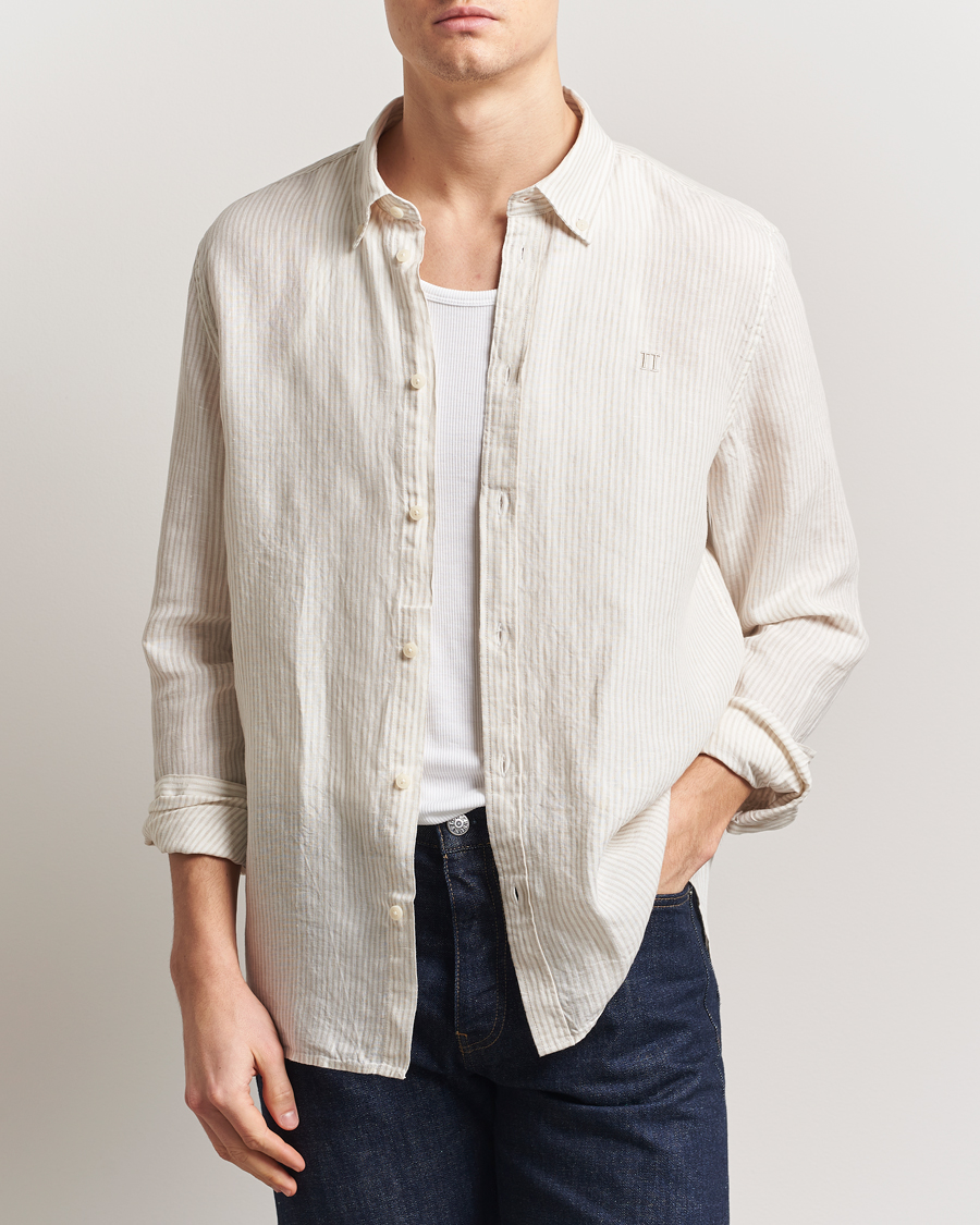Herre | Skjorter | LES DEUX | Kristian Linen Shirt Ivory/Walnut