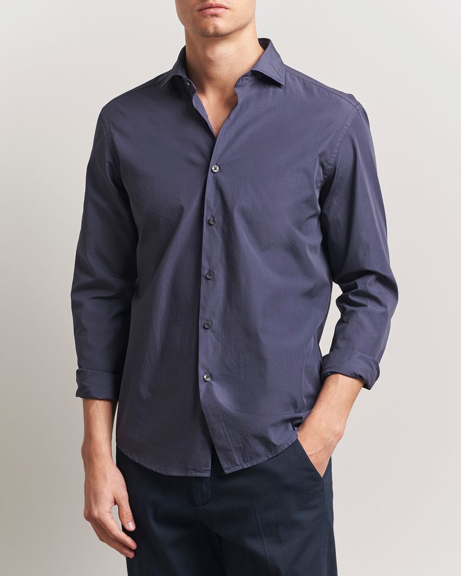 Herre | Skjorter | Altea | Washed Poplin Sport Shirt Dark Blue