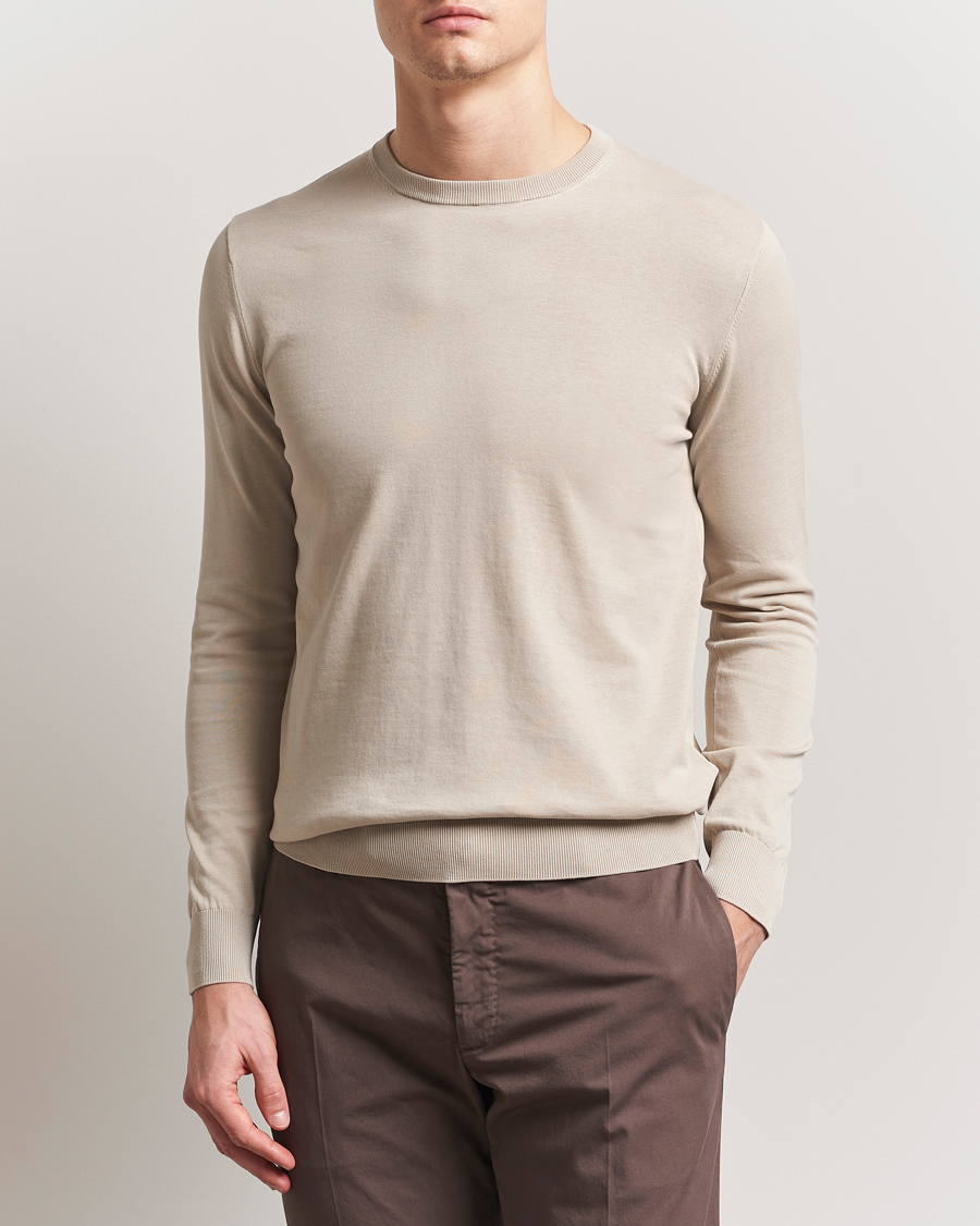 Herre | Gensere | Aspesi | Rib Cotton Crew Neck Beige