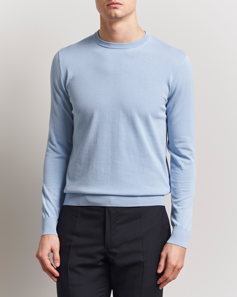 Herre | Gensere | Aspesi | Rib Cotton Crew Neck Light Blue