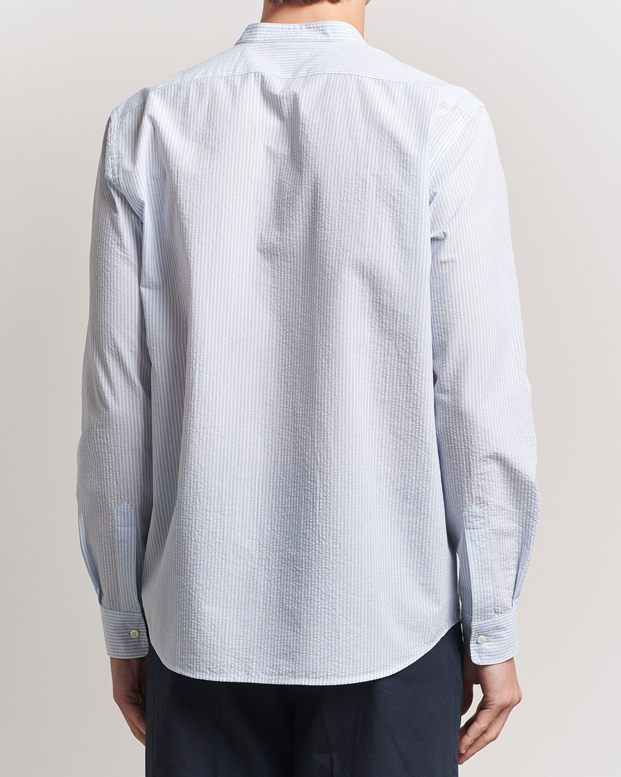 Herre | Skjorter | Aspesi | Seersucker Guru Collar Shirt Light Blue