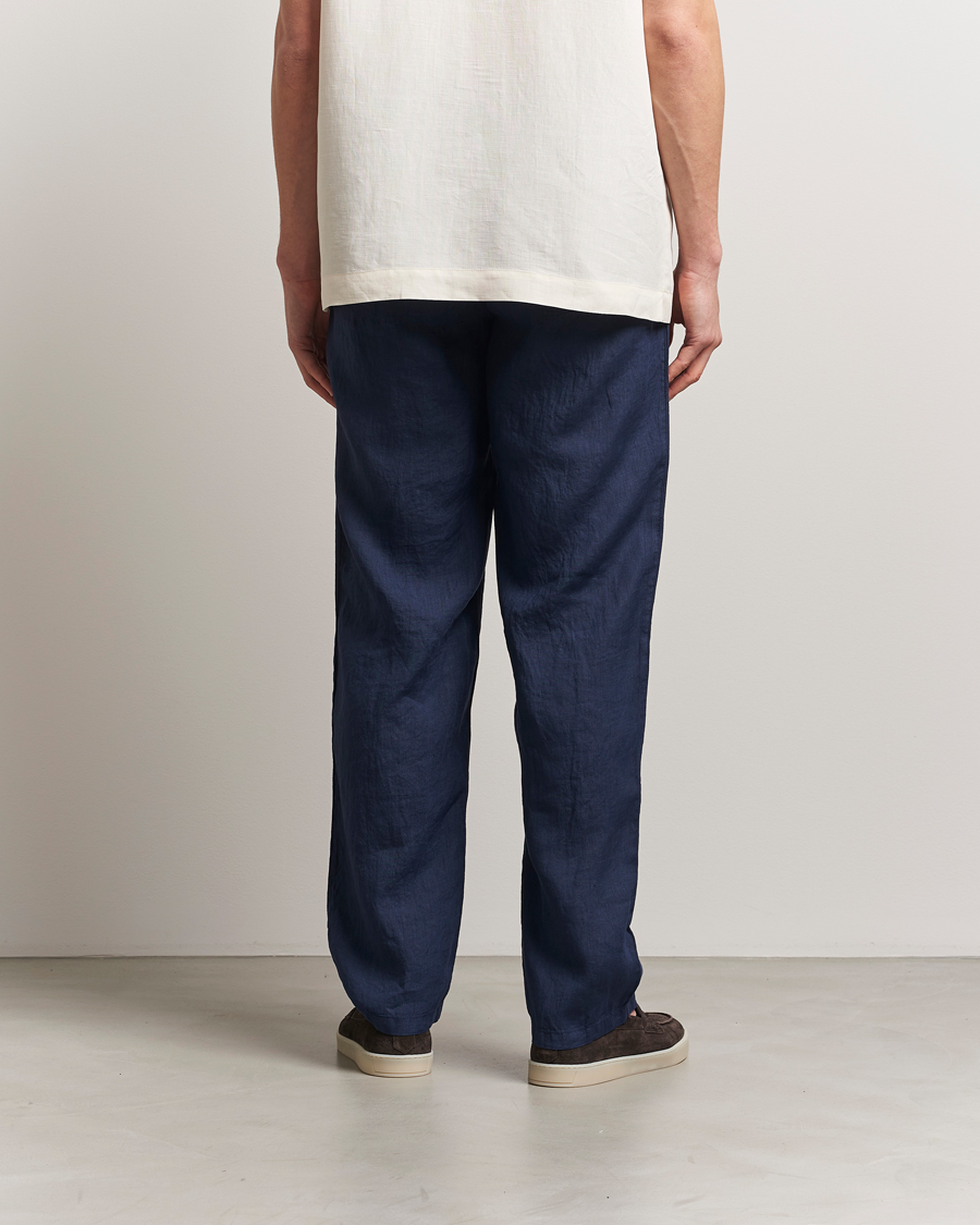Herre | Bukser | Aspesi | Ventura Drawstring Linen Pants Navy