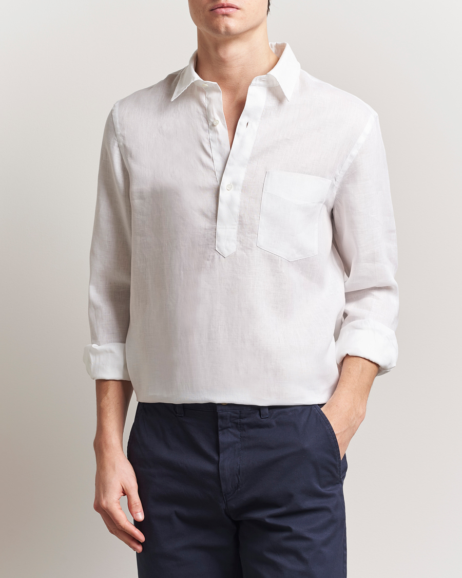 Herre | Skjorter | Aspesi | Linen Popover Shirt White