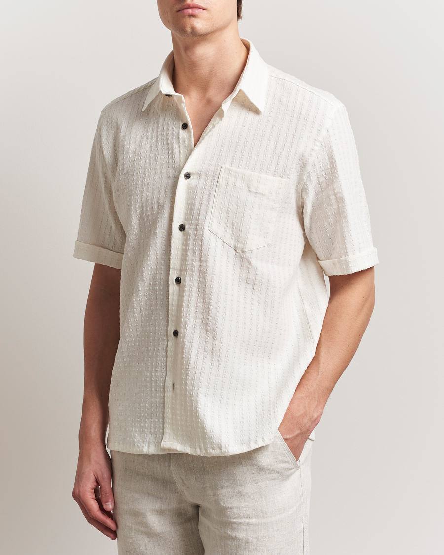 Herre | Skjorter | Peregrine | Seersucker Beach Shirt White Stripe