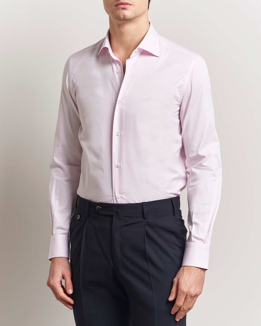 Herre | Skjorter | Mazzarelli | Soft Cotton Cut Away Shirt Rosa