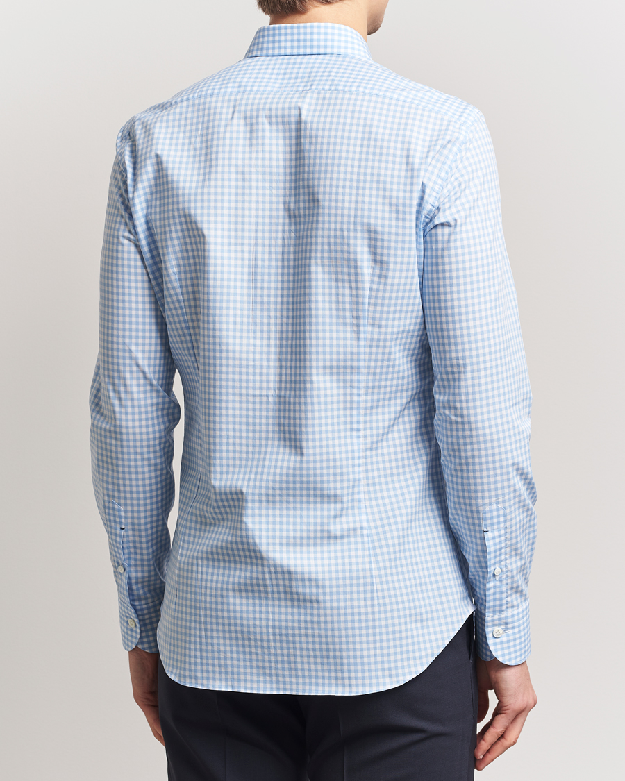 Herre | Skjorter | Mazzarelli | Soft Cotton Cut Away Shirt Blue Check