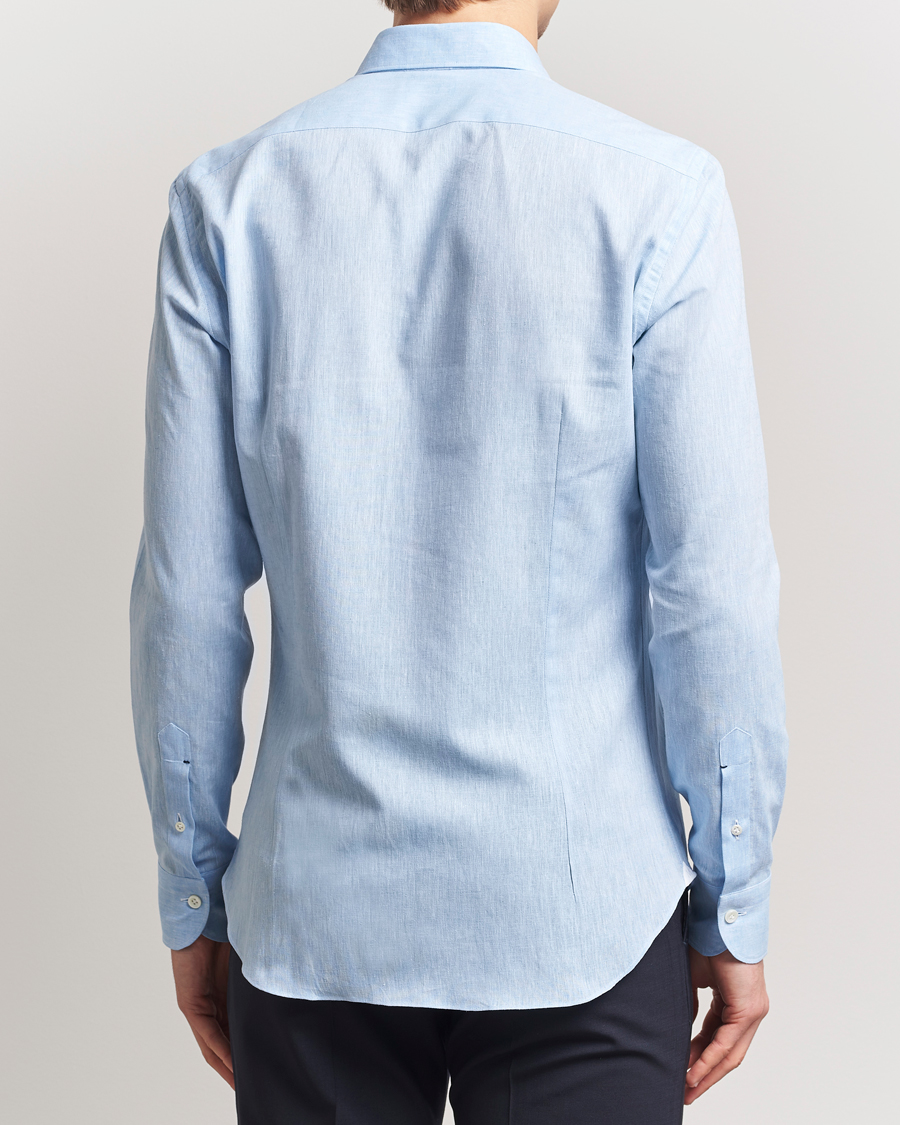 Herre | Skjorter | Mazzarelli | Soft Linen Cut Away Shirt Light Blue