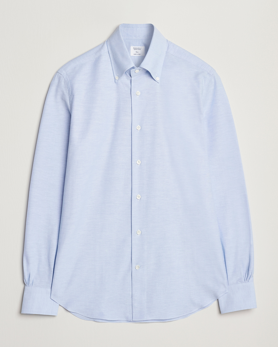 Herre | Skjorter | Mazzarelli | Soft Oxford Button Down Shirt Light Blue