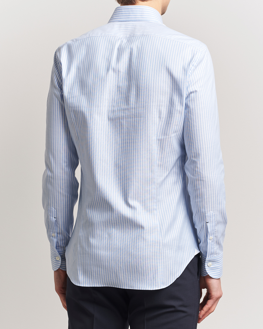 Herre | Skjorter | Mazzarelli | Soft Oxford Button Down Shirt Light Blue Stripe